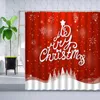 Duschvorhänge Weihnachten roter Vorhang Weihnachtsmann Ball Urlaub Party dekorative Wandtuch Badezimmer Badewanne Polyester