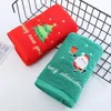 Handduk Badrumset Coral Fleece Absorbent Microfiber Santa broderi Julgran ansiktshanddukar Bad Xmas gåvor