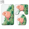 Couvertures de siège de toilette Swan Girafe Animal Match 3D Salle de bain imprimé Piedstal Coud Cover Mat de bain Mat de bain Set Drop Style-3