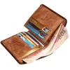 Manbang Hot Genuine Leather Men Wallet Small Mini Card Solter Male carteira bolso de bolso retrô de alta qualidade 06h3#