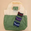 large Capacity Shoulder Bags Foldable Eco-Friendly Supermarket Shop Bag Grocery Food Package Waterproof Folding New Handbag 117u#