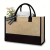 Återanvändbar jute stor kapacitet tryckta brev Set Ladies Tote Bag Shop Party Party Diy Present Bag Shop 28J5#