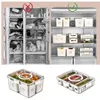 Aufbewahrungsflaschen, Kühlschrank-Organizer mit Deckel, Lebensmittelkoffer, 4 Fächer, herausnehmbare PET-Behälter für und Obst