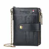 Ny IR -kedja Mäns korta plånbok HASP Retro Double Zipper Multi Card Holder Pu Leather Purse för manlig dollar MEY BAG F7P0#