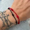 Braccialetti con ciondoli 2/4 pezzi Braccialetti fatti a mano con 7 nodi Rosso Nero Stringa Donna Uomo Cavo fortunato Corda intrecciata Coppia Polsino Amicizia Gioielli