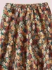 Gibsie Plus Boyut Vintage Çiçek Baskı Uzun Etek İlkbahar Yaz Tatil Boho Elastik Bel Aline Etekleri Kadın Dipler 240328