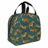 Bengal Tigers Isolado Lunch Bag Grande Animal Leopard Stripes Padrão Almoço Ctainer Cooler Bag Tote Lunch Box College Travel v2Ou #