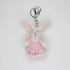 Keychains Big Ear Neychain Plush Animal Toy Keyring Bag Charm ryggsäck Decors bil nyckelhållare för par kvinnor gåva