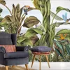 Fondos de pantalla Wellyu pintado a mano selva tropical plantas flores y pájaros animales bosque fondo pared personalizado gran mural papel tapiz