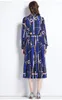 Robes décontractées Blouse Robe Femmes Floral Imprimé À Manches Longues High Street A-Line Mode Coréenne Fête Chic Midi Robe Femme Printemps 2024