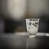 Tasses soucoupes 3 pièces/lot peint à la main bambou chinois eau blanche belle tasse à thé ensemble thé Vintage tasses pour cérémonie tasse à thé