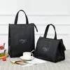 Sac à lunch thermique noir portable refroidisseur isolé Picnic Bento Tote Travel Fruit Drink Food Organizer Active