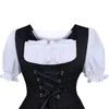 Robes décontractées Noir traditionnel allemand Dirndl Robe Oktoberfest Costumes Outfit Maid pour les femmes Halloween Cosplay Carnaval Party