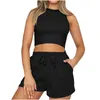 T-shirts voor dames 2-delige outfits voor dames Tanktops en zakken Shorts Casual mode Loungewear-set Nuevo En Conjuntos A Juego Y2k 2024