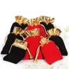 50pcs Veet Torby sznurkowe Solidny kolor biżuterii Pakiet Pakiet Pakiet Pakiet Piekłe Święta Bożego Narodzenia Favors Torebka 22 kolory J529#