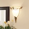 Wall Lamp All Copper European Glass Lamps Aisle Staircase Hall Living Room Bedroom Mirror Light Sconce Lighting Fixtures