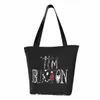 FI Tim Burt Alphabet Shop Tote Bags Recycling Halen Gothic Film Canvas Groceries Shopper Shoulder Bag 73M7#