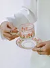 Vinglas i Korean Tulpan Glass Cup Girl Heart Coffee Breakfast Plate High Beauty Afternoon Tea