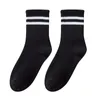 Women Socks 3PCS Korean Thick Lines Retro Striped Match Color Imitation Mink Velvet Hairy Cute Sweet Autumn Winter Warm Mid-tube