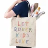 1pc Let Queer Kids Live modèle fourre-tout sac à bandoulière en toile pour les voyages quotidiens pour femmes sac de magasin réutilisable o9ZE #