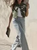 여성용 탱크 꽃 자수 조끼 Y2K 민소매 오픈 프론트 카디건 버튼 아래로 짧은 양복 조끼 스프링 가을 자른 자켓