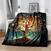 3D Print Tree of Life Filt Color Soft Plush Flanell Throw For Living Room Bedroom Bed Soffa Picnic Travel 240326