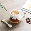 Mokken Leuke Cartoon Mok Dier Keramiek Huis Modern Handgeschilderde Waterbeker Met Lepel Creatieve Koffie Prachtige Melkbekers Room Decor
