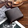 carteira de couro genuíno para homens masculino masculino vintage handmade havi cavalo de couro curto carteira bifold biselt bels titular com bolso de moeda k5nk#