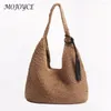 Drawstring Women Straw Beach Shoulder Bags Female Boho Summer Vacation Shopper Handbags