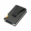 dienqi Carb Fiber Card Holder Mini Slim Wallet Men Aluminum Metal RFID Magic Wallet Small Thin Male Purses Mey Bag Vallet i4KA#
