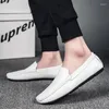 Casual Shoes Men Italian Loafers Moccasins Slip On Genuine Leather Mens Flats Breathable Footwear Male Driving Soft