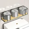 Hooks Storage Holder Metal Wall-mounted Punch-free Installation Bathroom Accessories Organizer Multi Purpose Rack Space-saving