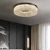 Taklampor modern lyx koppar leder ljuskrona för vardagsrum sovrum studie villa lampa rund design harts senior ljus