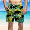 Męskie szorty Summer Hawaiian Casual Board Mężczyźni pozostawia nadruk puszki pływackie.
