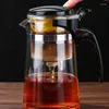 Conjuntos de chá portátil chaleira filtro fabricante doméstico resistente ao calor e espessado vidro bule água separação de um botão