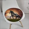 Cushion/Decorative Pillow Running Horses Cushion Mat Round Seat Cushion Office Dining Stool Pad Sponge Sofa Mat Non-Slip Chair Cushions Y240401