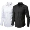 Mess Classic Formal Shirt Long Rękaw odporny na guziki Button Down Down Business Shirt M L xl 2xl 3xl 4xl 240327