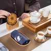 Tavolini creative bere bevande fiorite di loto di legno tazza rotonda tazza tè tazze caffè decorazioni per la casa accessori da cucina