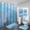 Cortinas de chuveiro mármore banho cortina capa antiderrapante tapete em forma de u assento de toalete curtai fluindo tema conjunto decoração de casa