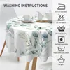 Nappe de table Feuille de printemps Nappe de sauge florale ronde 60 pouces Nappe d'aquarelle Ruitic Tissu imperméable Vert Gris Feuilles Nappes Y240401