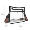 pvc Clear Tote Bag with Leopard Guitar Strap Menger Bag with Leopard Guitar Strap Transparent Crossbody Bag V06j#