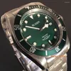 Wristwatches 41mm Automatic Men's Watch Japan NH35 Sapphire Crystal Face Green Bezel Gold Mark Dial Luminous Top Business