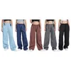 Calça cargo feminina y2k cintura elástica solta cor sólida joggers calças de treino com bolsos streetwear 240322