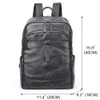 Luufan äkta lädermens ryggsäck fi -stil passar 14 "Laptop Bagpack Male Travel Back Rackpack Cow Leather School Bag Black Q09k#