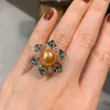 Cluster Rings Arrival 925 Sterling Silver Freshwater Pearl Sparkling Zircon Crystal Ring Women Noble Engagement Finger Trendy Jewelry