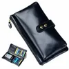 2023 Vente chaude huile cire cuir femmes portefeuille Lg porte-cartes multi-cartes grande capacité portefeuille d'embrayage pour femmes Zip Mobile Phe bourse J3AS #