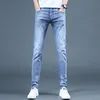 Летние модные брендовые новые повседневные джинсы, мужские облегающие прямые брюки с вышивкой в европейском стиле, тонкие стильные брюки