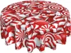 Table Cloth Swirl Candy Christmas Tablecloth Round Washable Cover For Kitchen Dining Picnic Party Indoor Outdoor Mats 60 Inch