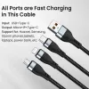 3IN1 2IN1 6A 100W USB TYPE-C Câble de charge rapide Micro USB Type-C Câble de données du chargeur pour iPhone 14 13 12 Samsung Xiaomi Huawei