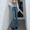 Damen-Jeans, unsichtbar, offener Schritt, Outdoor-Sex, Schlaghose, hohe Taille, schmale Passform, Boyfriend-Denim-Hose, weites Bein, Schlaghosen